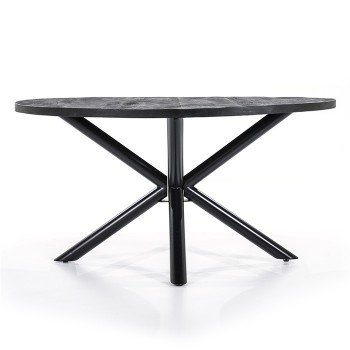  Eettafel rond met kruispoot 150x150 - zwart meubelen