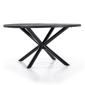  Eettafel rond met kruispoot 130x130 - zwart meubelen