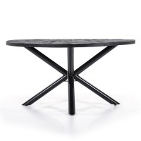Tafels Eettafel rond met kruispoot 130x130 - zwart Eleonora